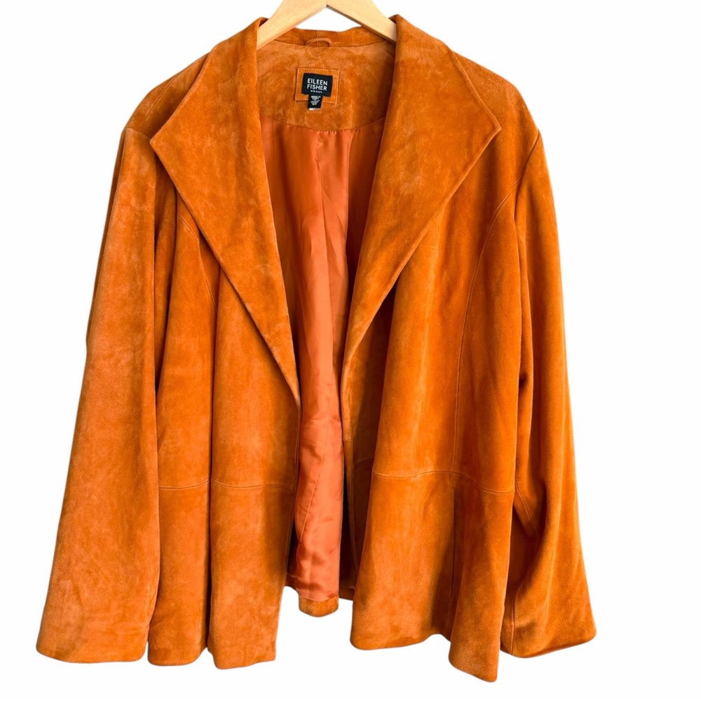 Eileen Fischer Bohemian Pumpkin Suede Jacket Size 3X - Picture 4 of 12